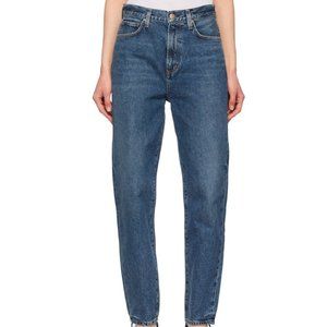 Goldsign High Rise Straight Leg Distressed Jeans